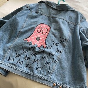 Gucci Ghost Hand Painted Oversized Denim Jacket